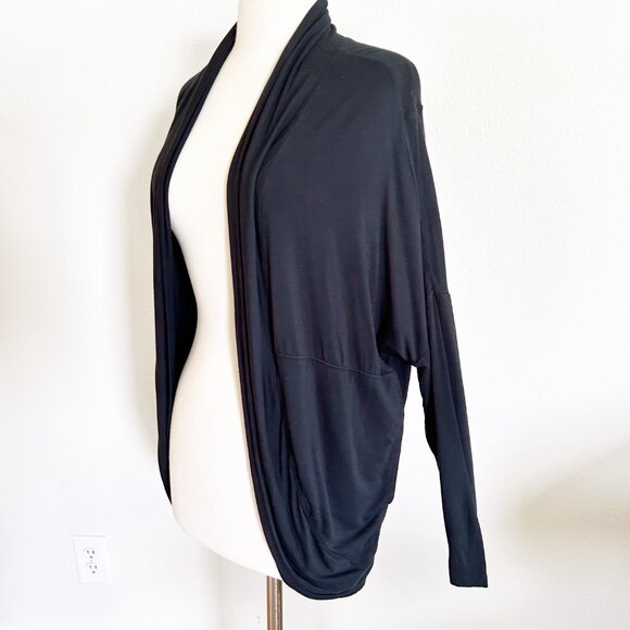Prana Cardigan 1X Black Cocoon Long Sleeve Open Front Lightweight Topper - Picture 2 of 11